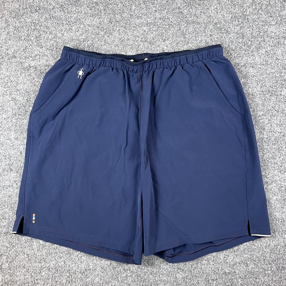 Smartwool Shorts Mens M Blue Merino Sport Lined 8" Inseam Drawstring Stretch
